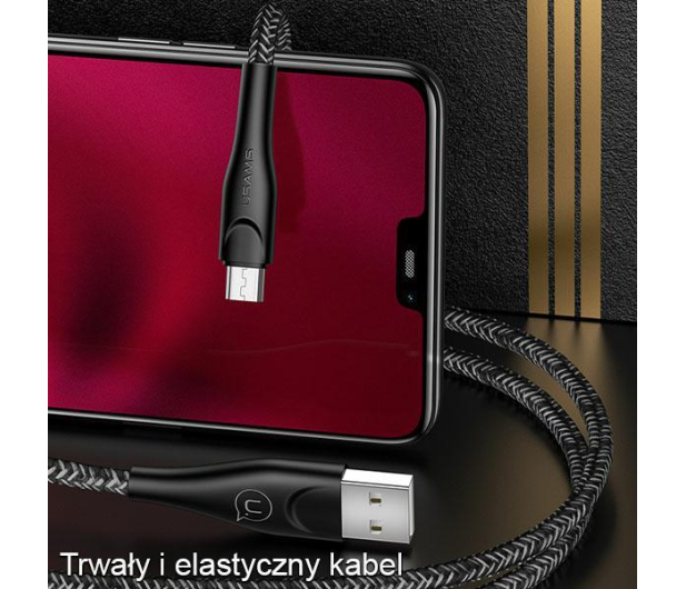 USAMS Kabel pleciony U41 microUSB 2m 2A czerwony Fast Charge - 1569037 - zdjęcie 3
